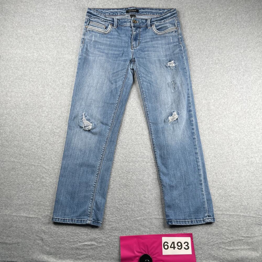 White House Black Market Jeans Straight Leg Crop Jeans Womens Size 6 Distressed